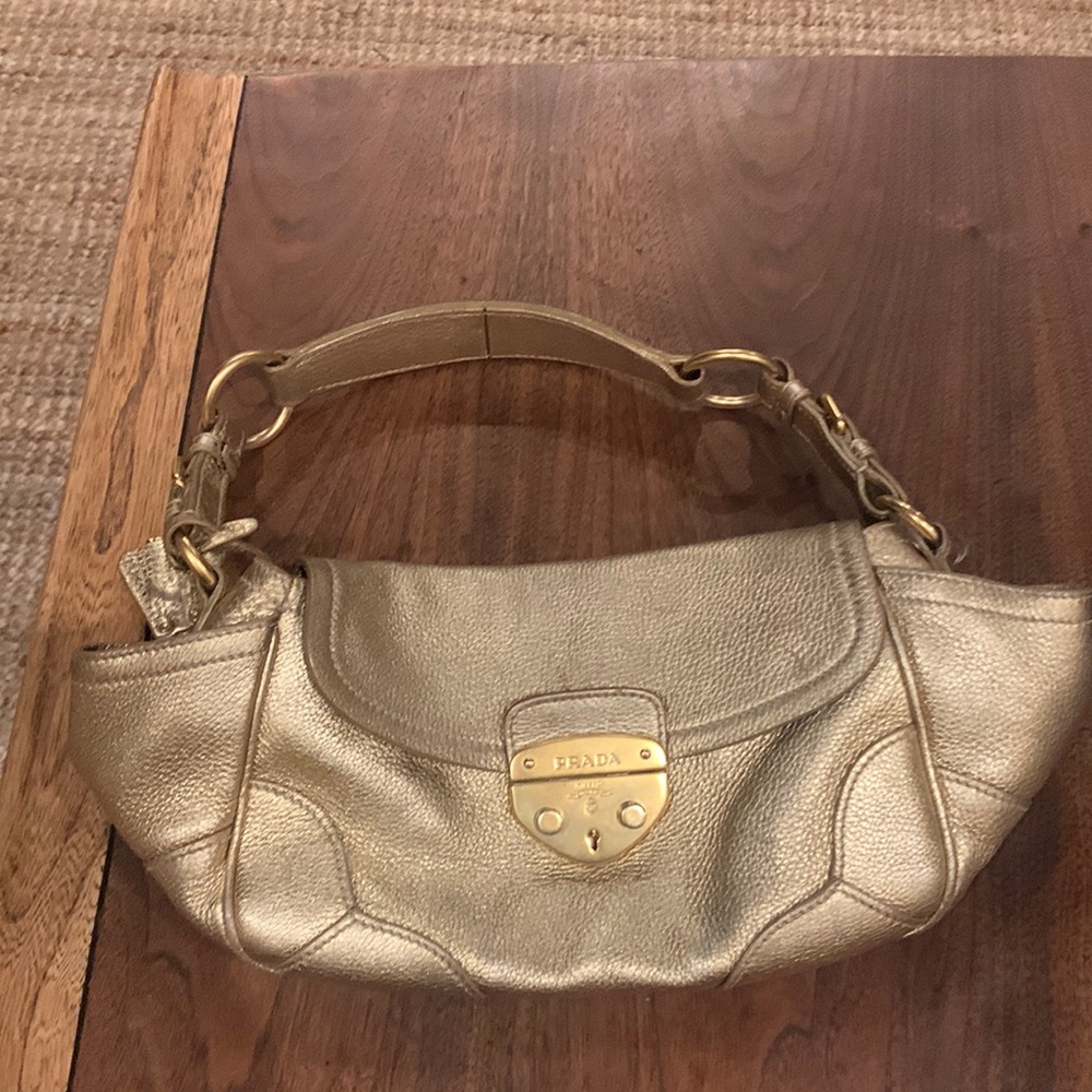 Gold Prada Shoulder Bag 90s